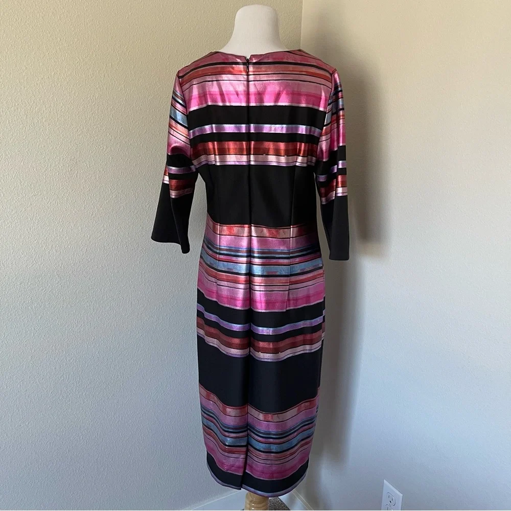 ECI Black Dress with Metallic Pink, Purple and Blue Stripes - Picture 5 of 9